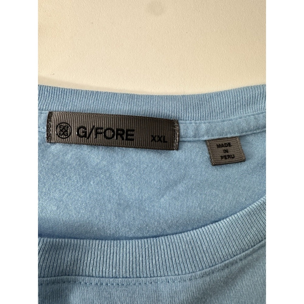 G/FORE T Shirt Men's 2XL Light Blue Skull Logo Back Short Sleeve Golf Athleisure - Picture 3 of 7